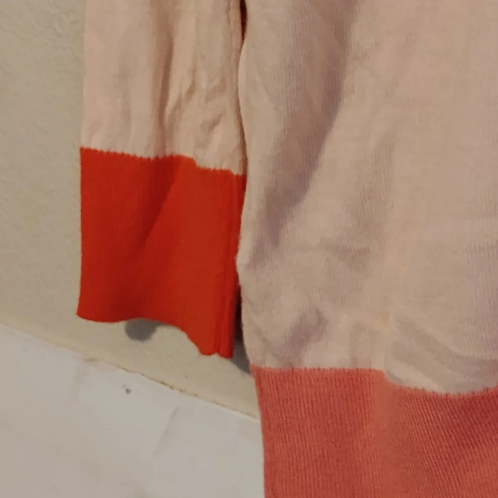 LOFT Coral and Cream Button-Up Cardigan - Picture 6 of 6